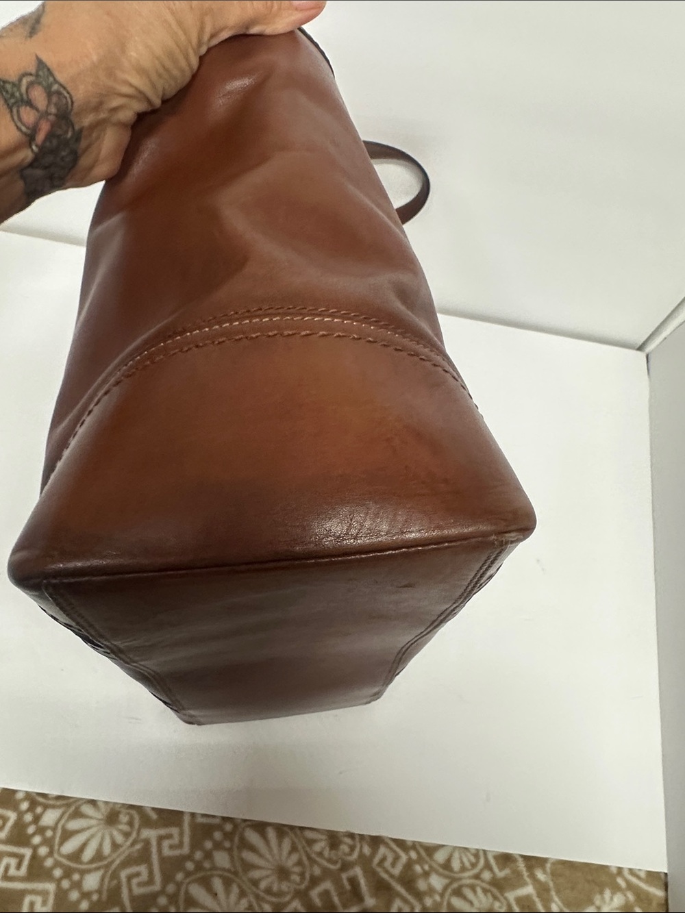 Coach F12609 Hampton Leather Tote Shoulder Bag Camel Brown Large VTG Bag - Picture 6 of 14